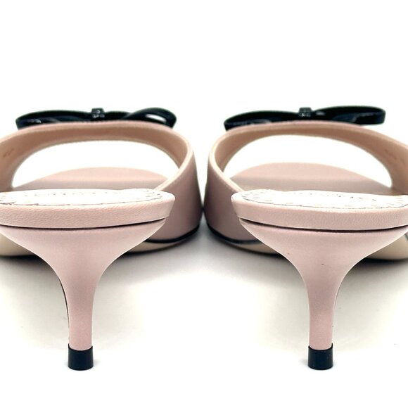 Valentino Bepointy Bow V Logo VLOGO Leather Slide Sandals Mules Heels Shoes - Picture 13 of 16